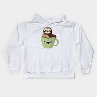 Sloth in the Coffee Mug for Caffeine and Chill Vibes Kids Hoodie